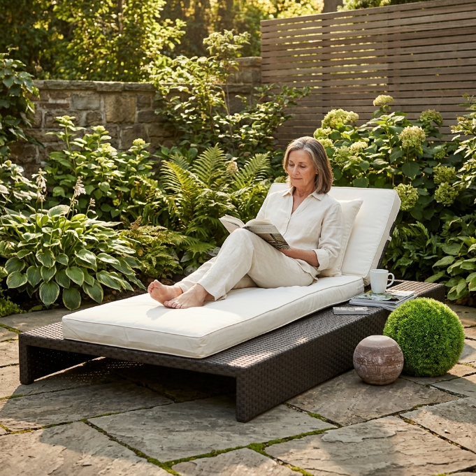 Überzugset beige für Dream Rattan Liegestuhl, Garten und Outdoor Lounge