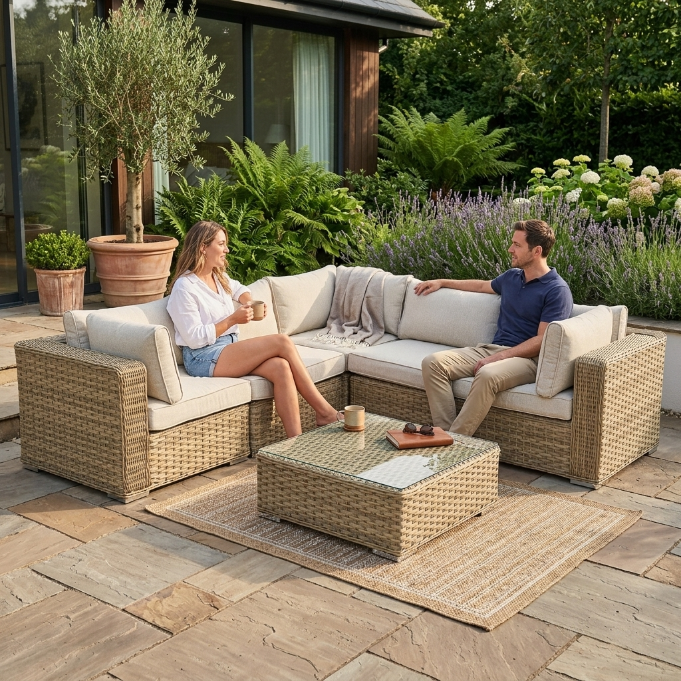 ÜBERZUGSET beige für Kobra Rattan Lounge im Outdoor-Gartenbereich