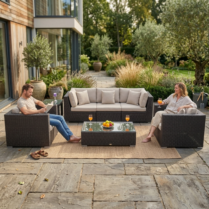 Beige ÜBERZUGSET für Nottingham 3er Lounge im Outdoor-Gartenbereich