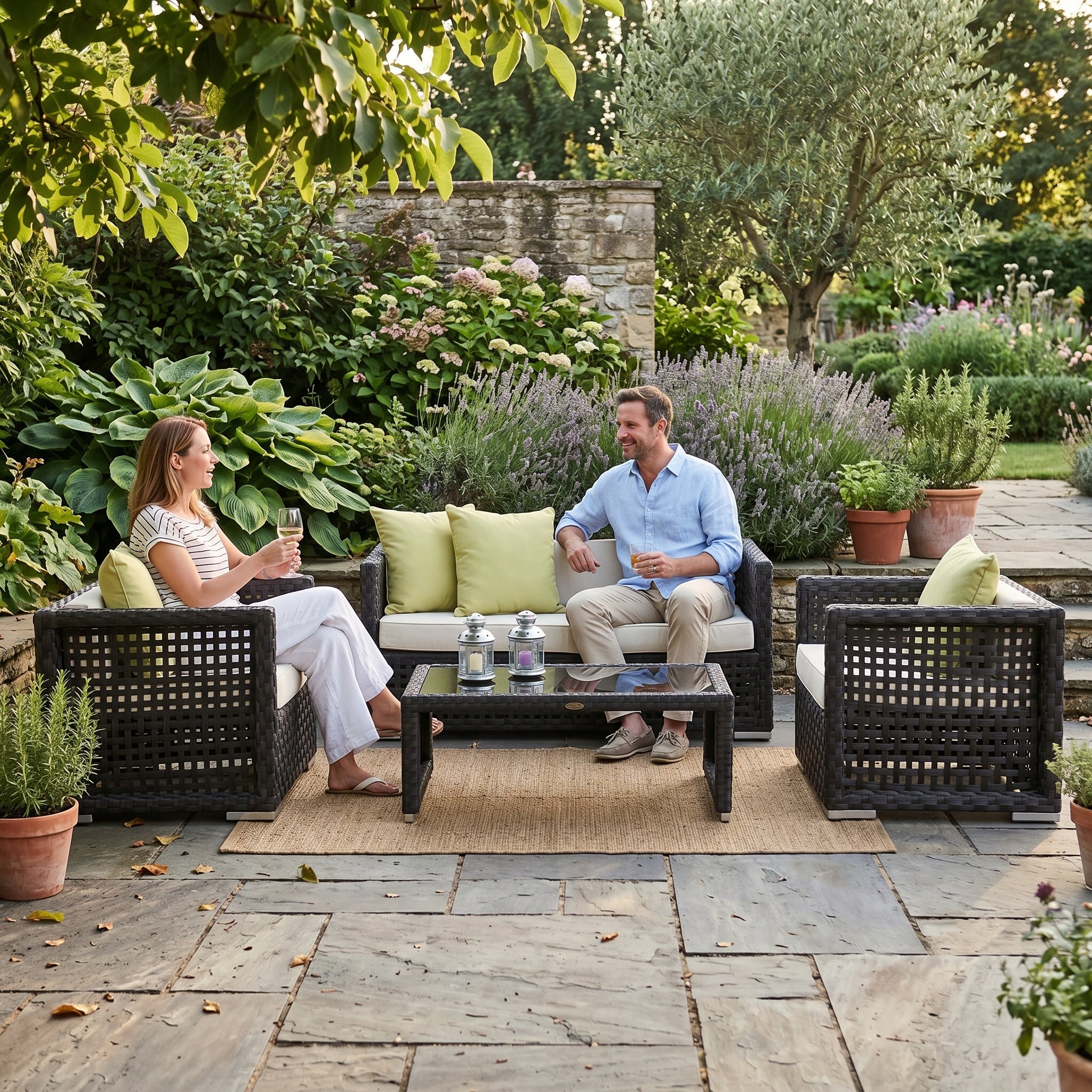 ÜBERZUGSET beige für Rhodos Lounge im Outdoor-Gartenbereich mit Sitzmöbeln