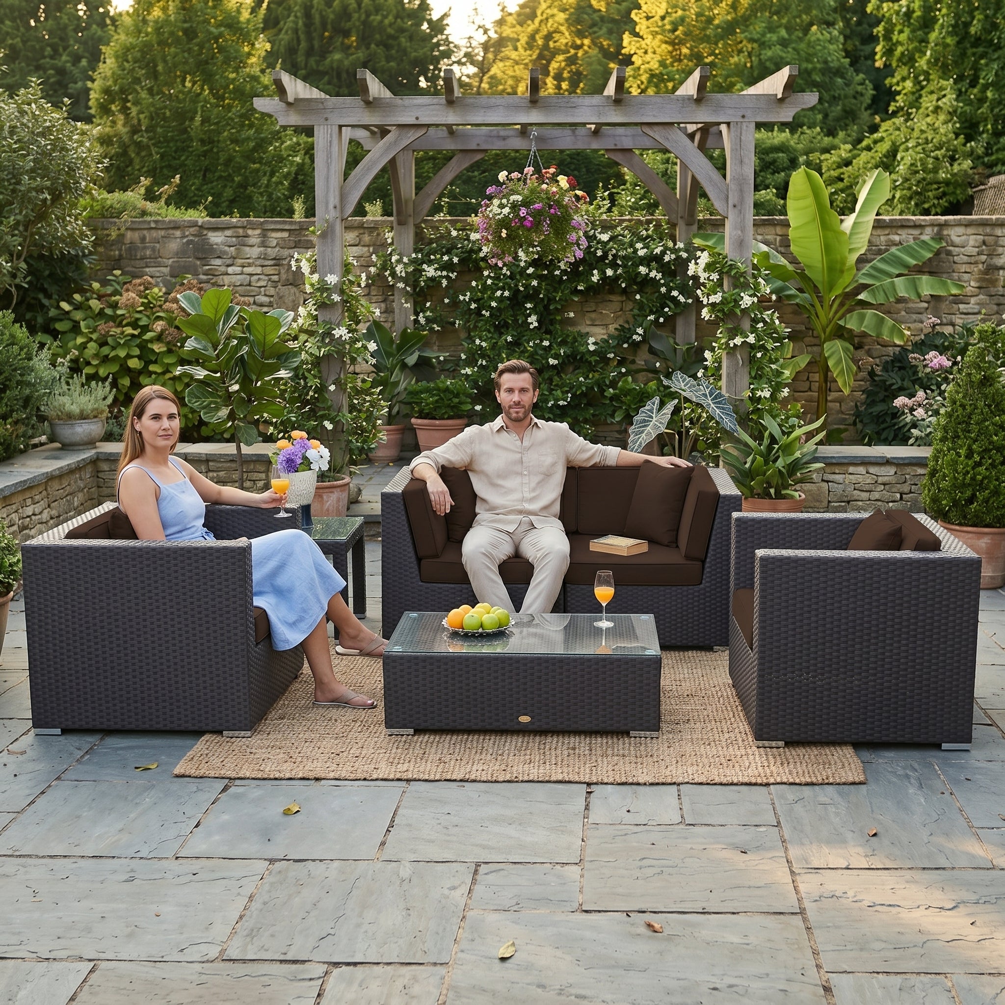 ÜBERZUGSET braun für Rattan Lounge Navarro im Outdoor Gartenbereich