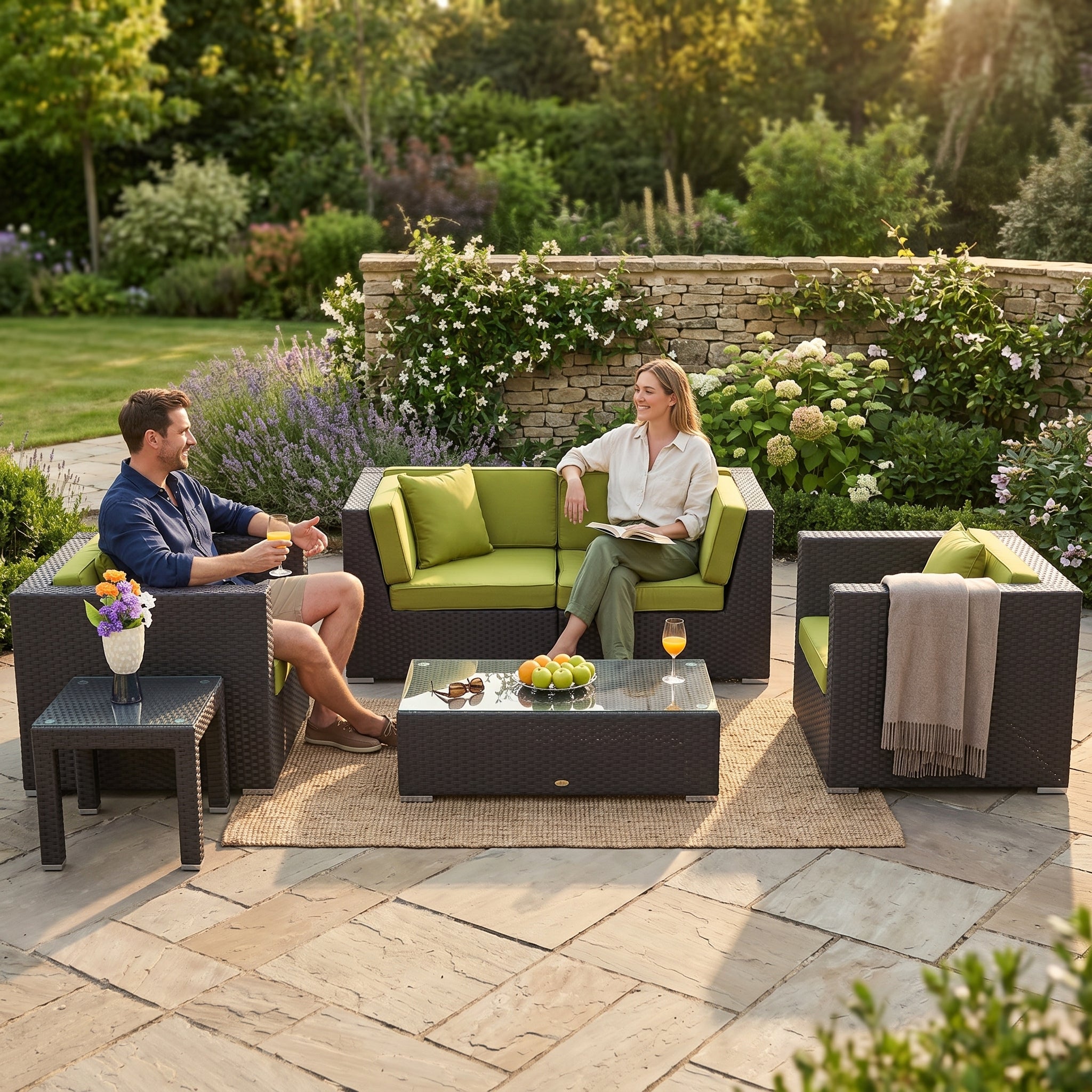 ÜBERZUGSET grün für Rattan Lounge Navarro im Outdoor Gartenbereich