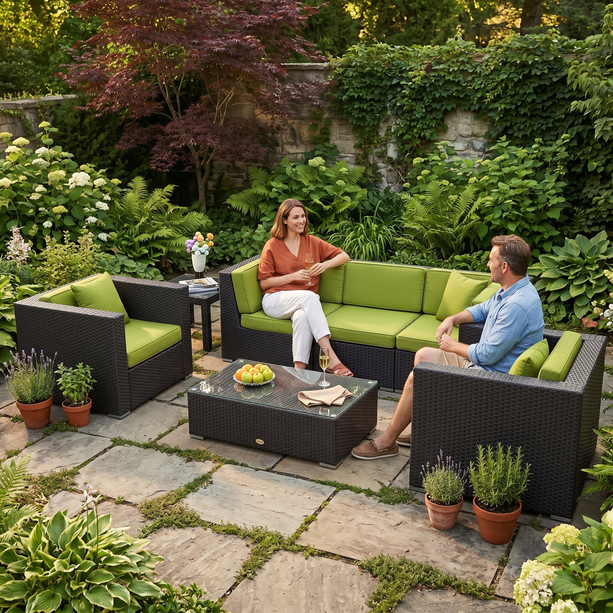 ÜBERZUGSET grün für Rattan Lounge Oxford im Outdoor Gartenbereich
