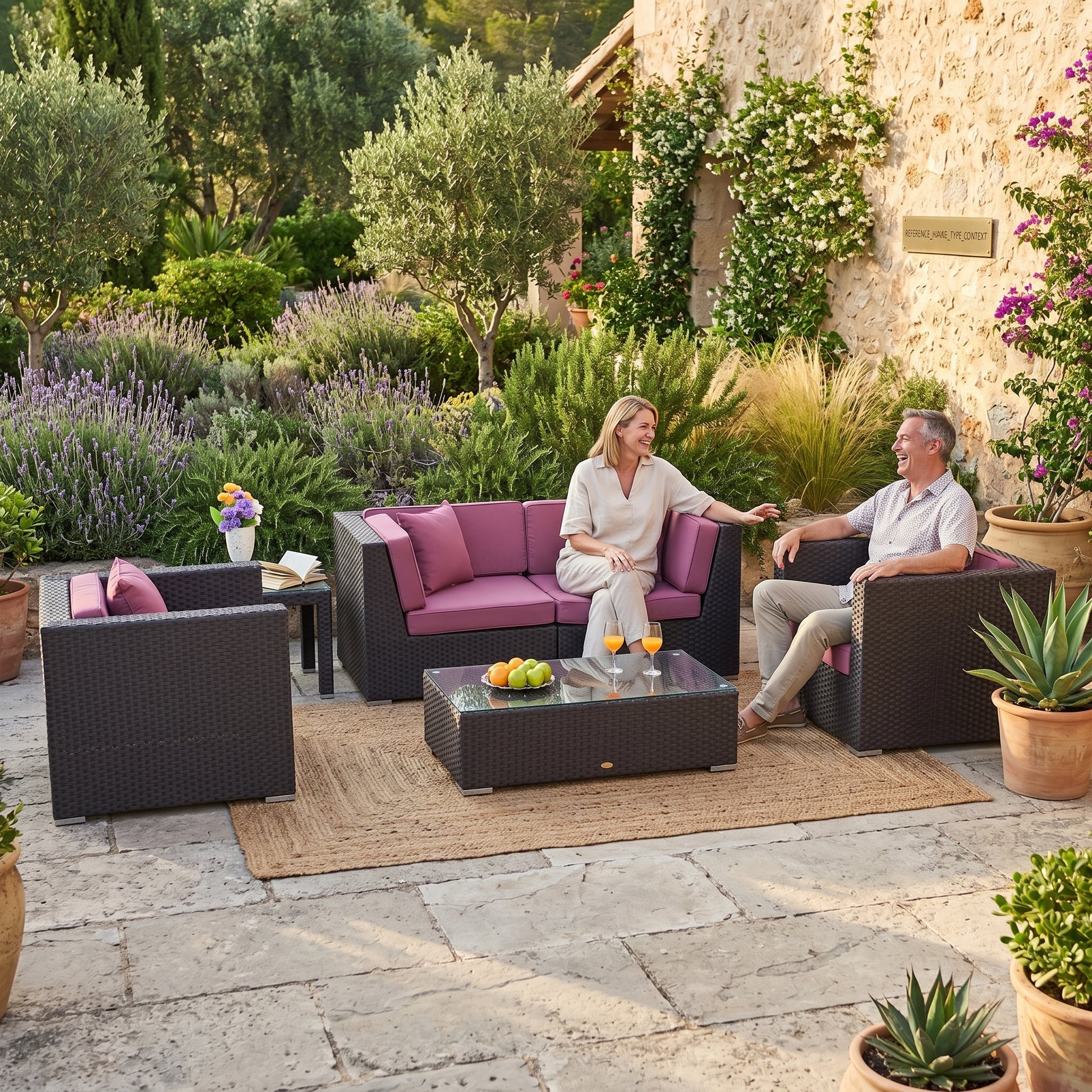 ÜBERZUGSET lila für Rattan Lounge Navarro im Outdoor Gartenbereich