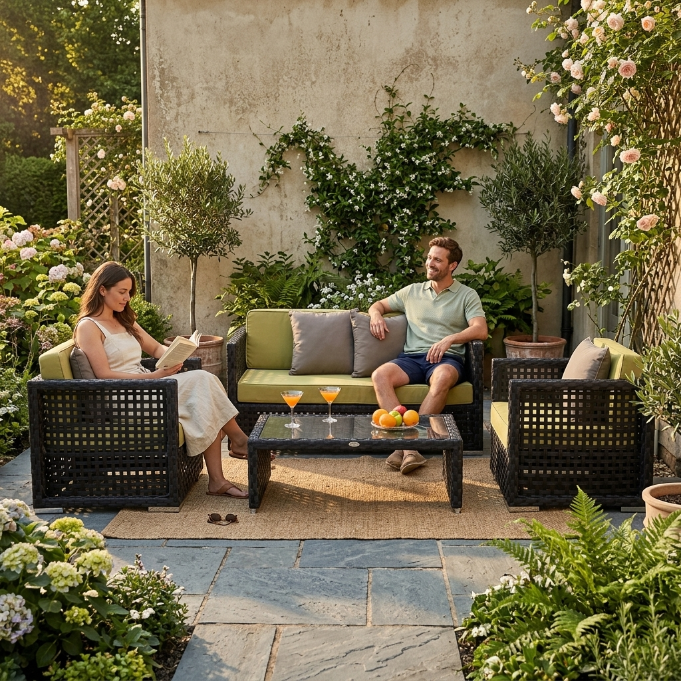 Überzugset lime für Rhodos Lounge Gartenmöbel mit Outdoor Sitzgruppe