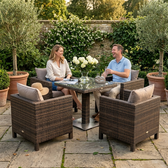 ÜBERZUGSET sandbraun für Sola Tisch Set mix braun für Outdoor Garten
