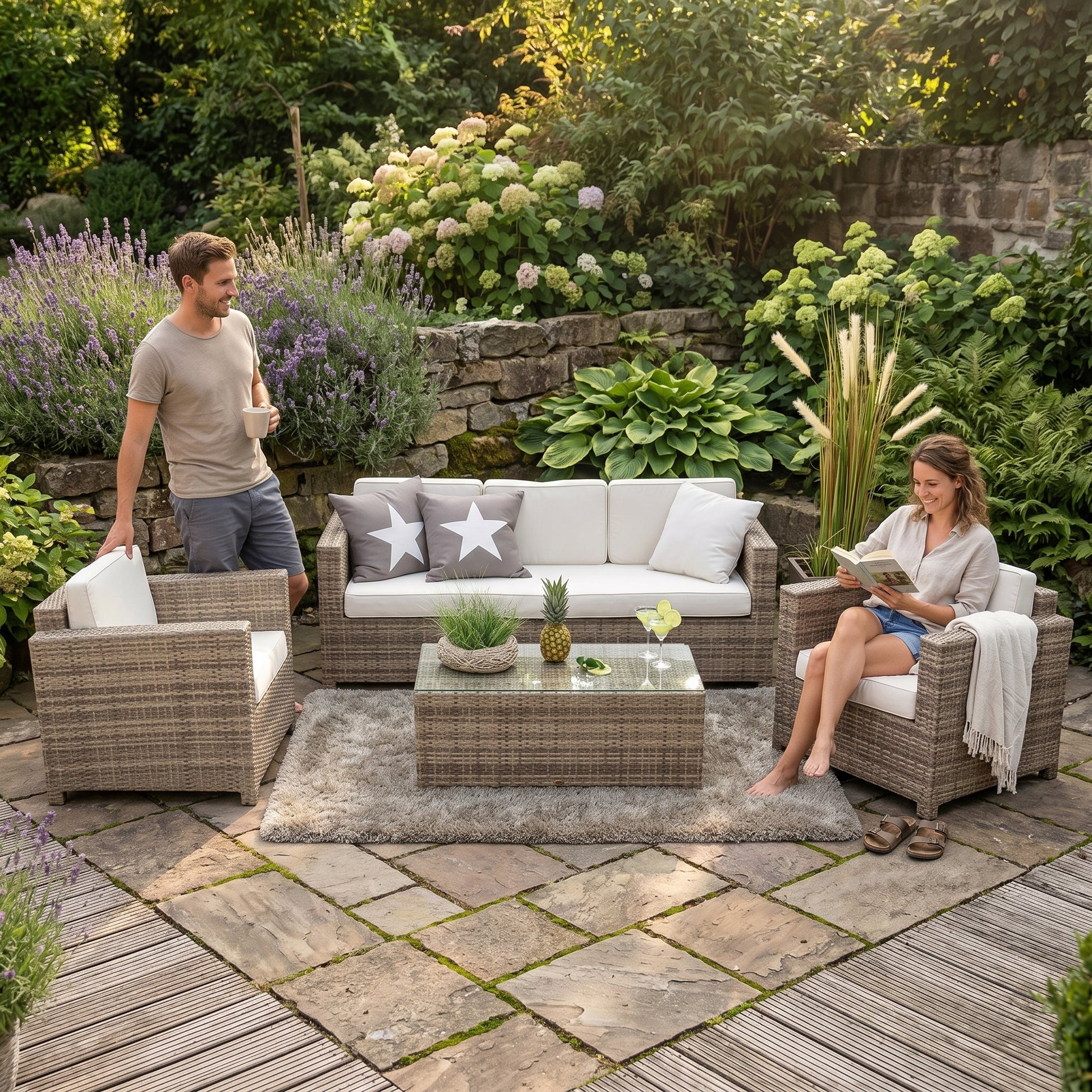 ÜBERZUGSET weiss für Bona Dea 3er Gartenmöbel Lounge im Outdoor Bereich