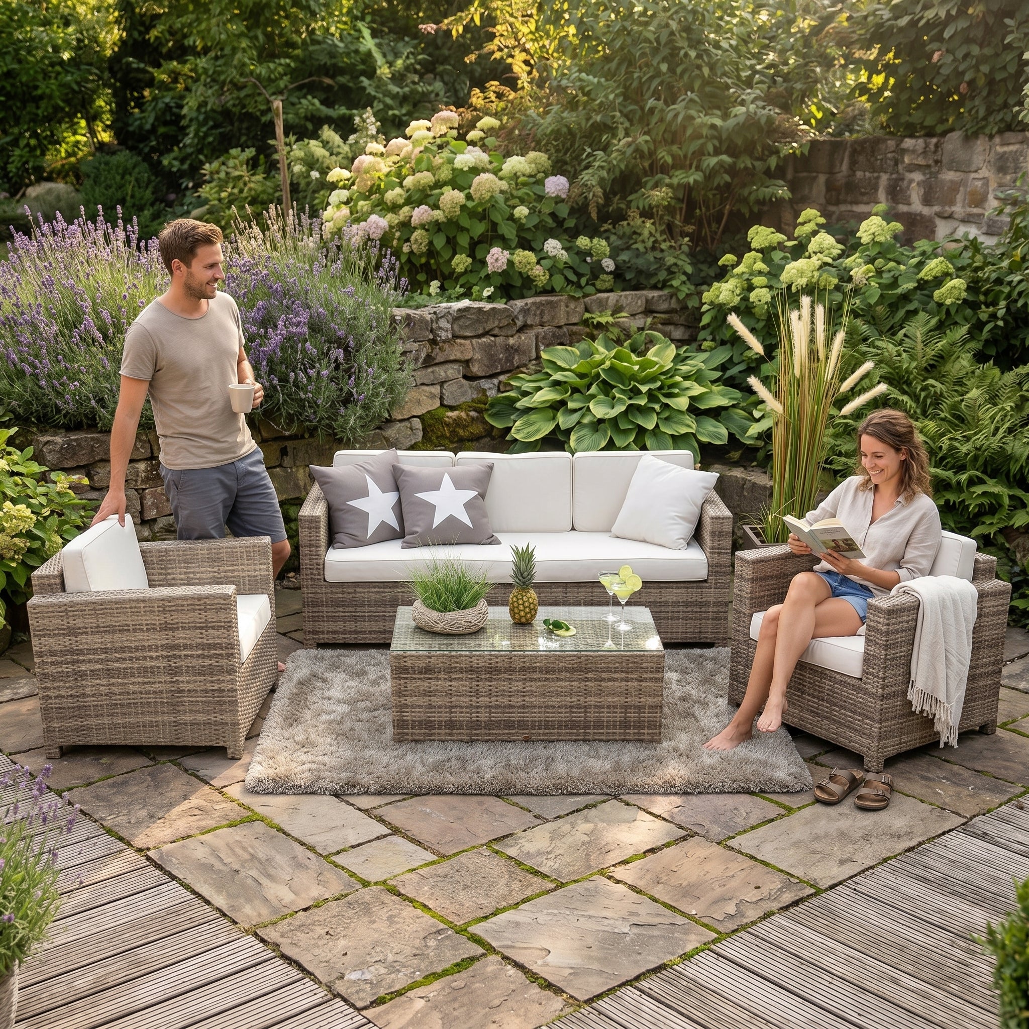 ÜBERZUGSET weiss für Bona Dea 3er Gartenmöbel Lounge im Outdoor Bereich