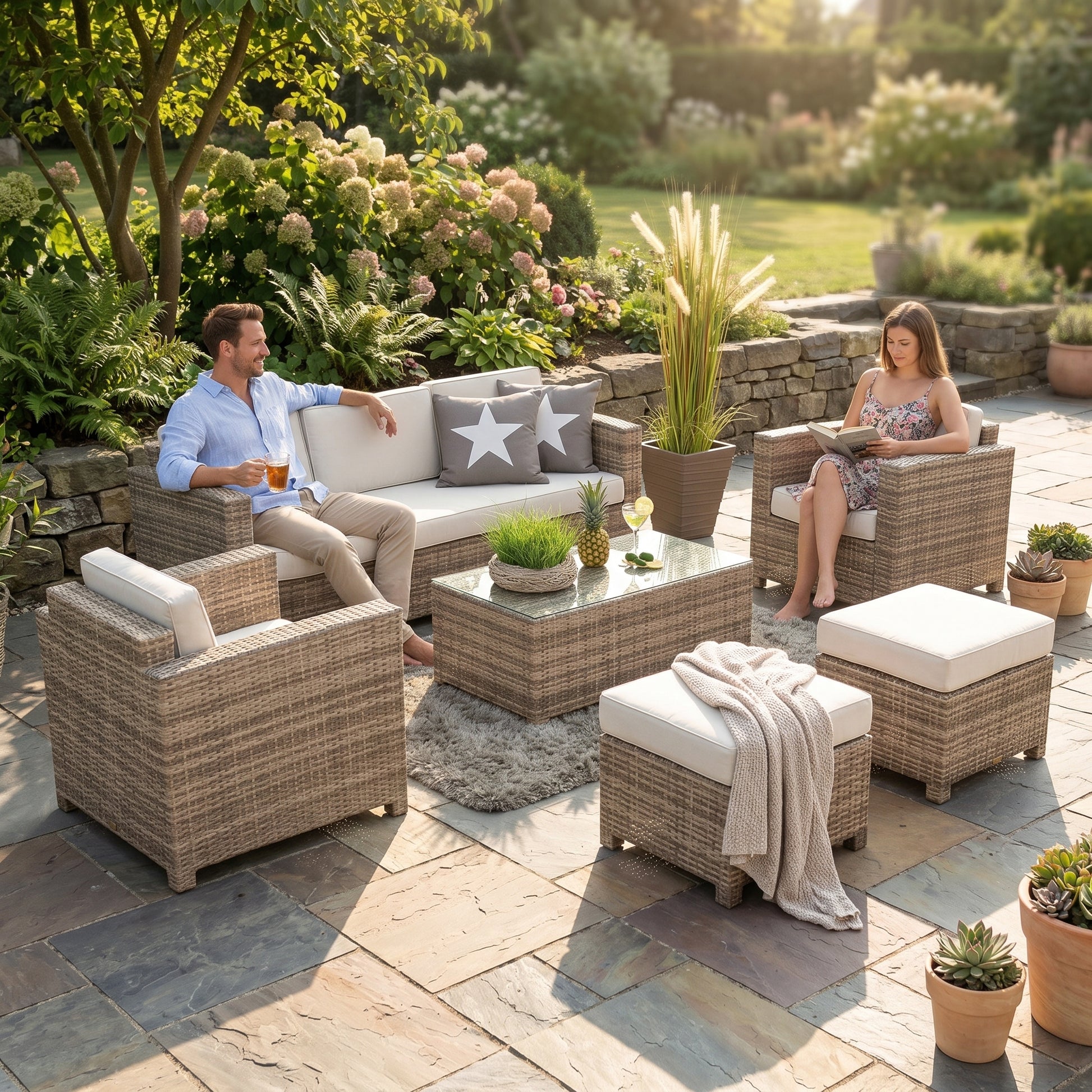 ÜBERZUGSET weiss für Bona Dea Deluxe 3er Gartenmöbel Lounge im Outdoor-Bereich