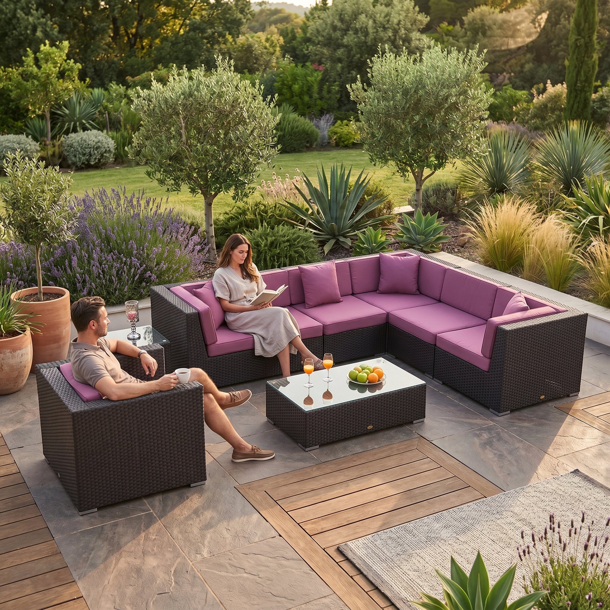 ÜBERZUGSET lila für Utopia Lounge mit Outdoor Polsterbezügen im Garten