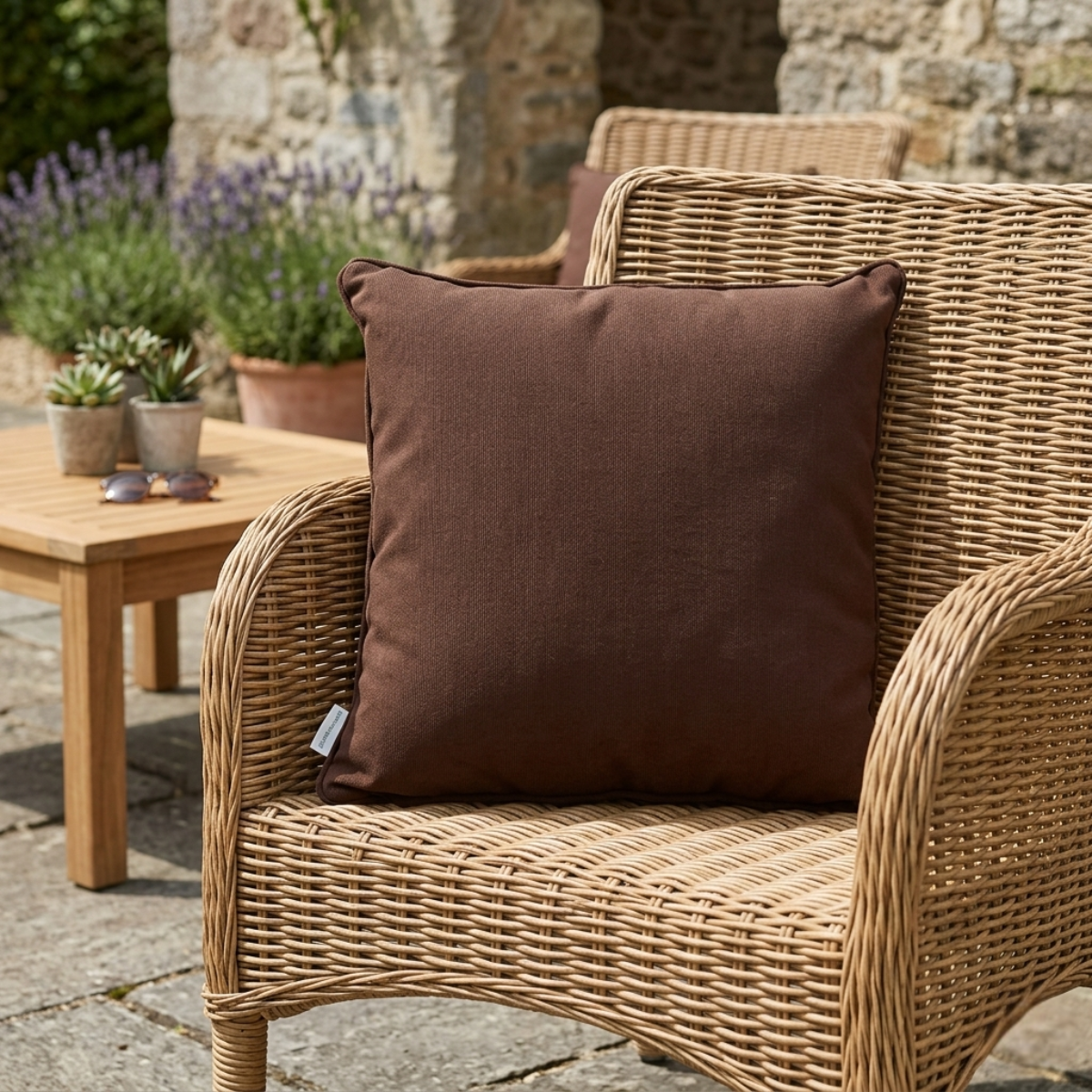 Zierkissen braun für Rattan Sessel, Gartenmöbel und Outdoor Terrasse