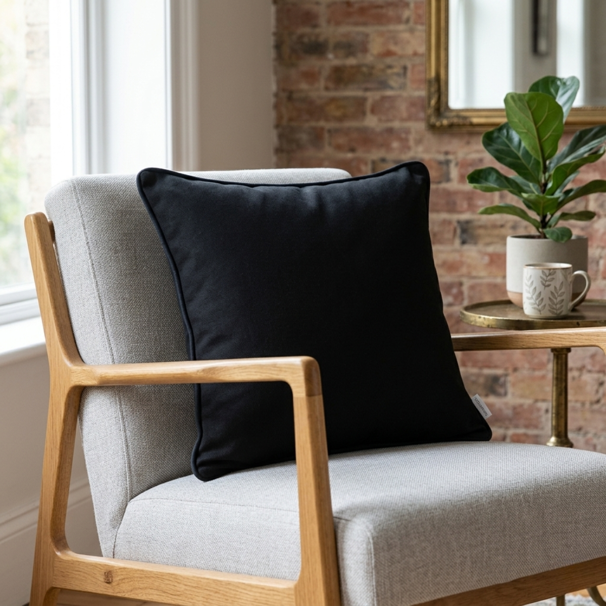 Zierkissen schwarz für Lounge Sessel, Gartenmöbel und moderne Terrasse