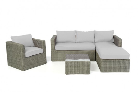 Bombay Rattan Lounge grey round Überzug grau