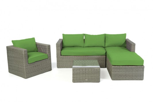 Bombay Rattan Lounge grey round Überzug grün