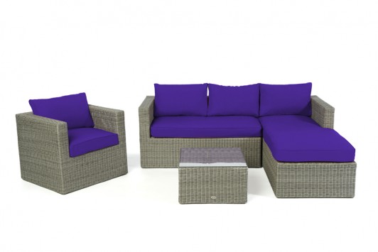 Bombay Rattan Lounge grey round Überzug violett