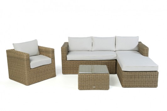 Bombay Rattan Lounge natural Überzug beige