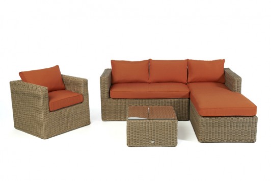 Bombay Rattan Lounge natural Überzug orange