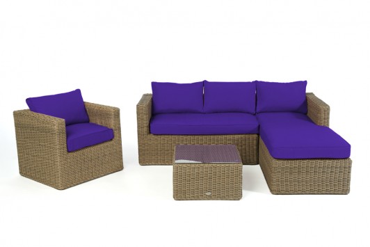 Bombay Rattan Lounge natural Überzug violett