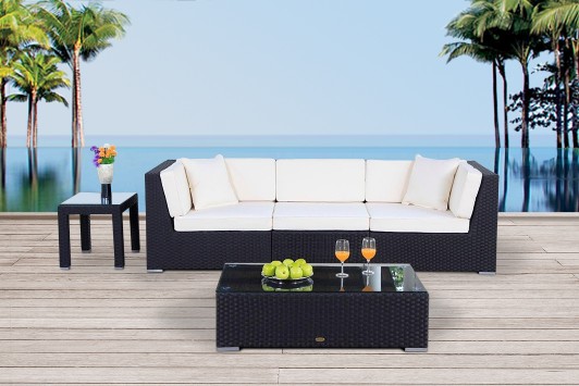 Gartenmöbel Barbados Rattan Lounge schwarz