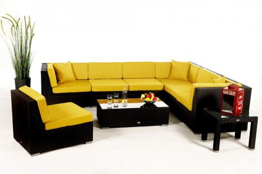 Gartenmöbel Lounge Panorama Überzug gelb