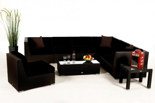Gartenmöbel Lounge Panorama Überzug schwarz