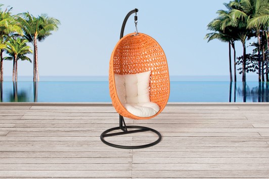 Turtles Gartenmöbel Rattan Hanging Chair orange