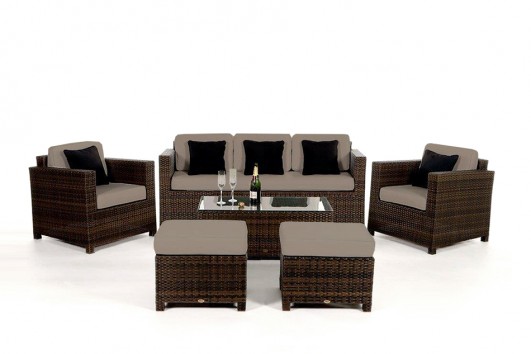 Bona Dea Deluxe 3er Lounge Gartenmoebel braun, Überzug sandbraun