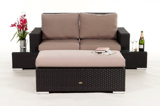 Rattan Lounge Sofa Sani braun