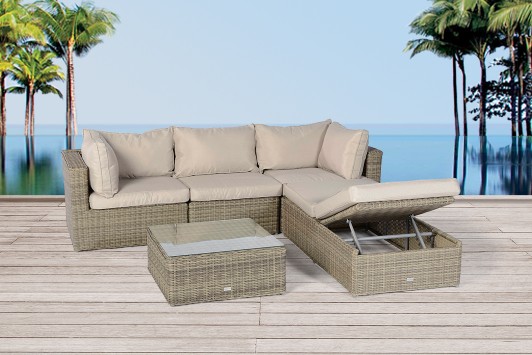 Ibiza Rattan Lounge Gartenmöbel Natural Round