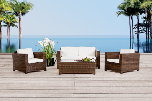 Gartenmöbel Bona Rattan Lounge braun