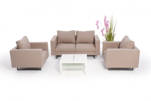 outdoor lounge set allwetterfest shanti sofa sandbraun klapptisch weiss