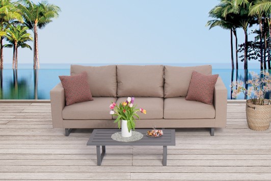 outdoor sofa surya 3er loungesofa sandbraun