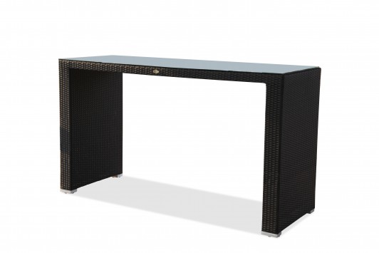 Rattan Gartenmöbel Comfort Class Tisch mit Glasplatte schwarz