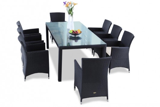 Montreal Gartentisch Rattan 220 schwarz