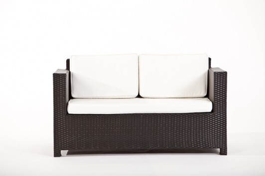 Rattan 2er Sofa Bona schwarz