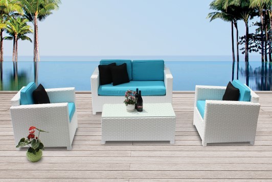 rattanmöbel bona rattan gartenmöbel weiss polsterbezugsset türkis