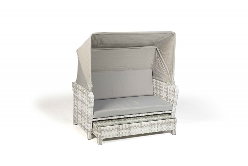 Rattan Lounge Florida Strandkorb Grau Weiss Gartenmöbel Rattanmöbel