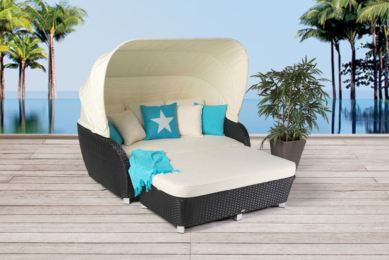 Rattan Liege - Sonnenliege - Malibu - Schwarz ...