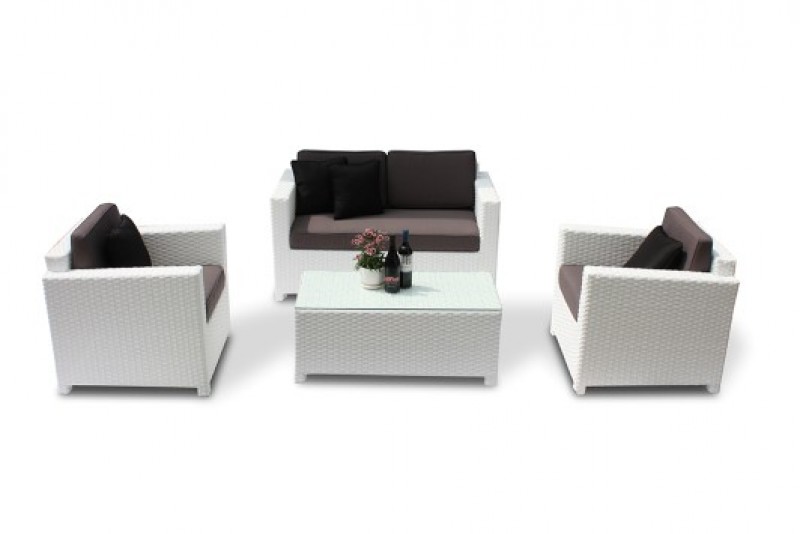 Rattanmöbel Rattan Lounge Bona weiss, schöne Rattan Gartenmöbel