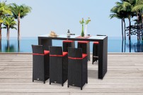 Gartenmöbel Rattan Bar Comfort Class, mit Hocker schwarz