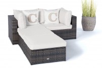 Ola Rattan Lounge Gartenmoebel braun, Überzug beige