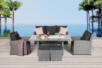 Brisbane Rattan Loungetisch Set mix grau