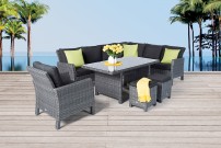 Addams Rattan Lounge Dining mix grau