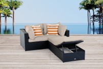 Ola rattan lounge schwarz sitzbezug sandbraun gartenmöbel