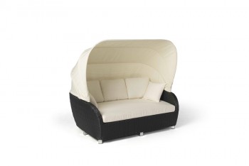 Rattan Liege Sonnenliege Malibu Schwarz Gartenmobel