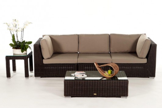  Nottingham meubles de jardin en rotin brun avec sofa 3 places