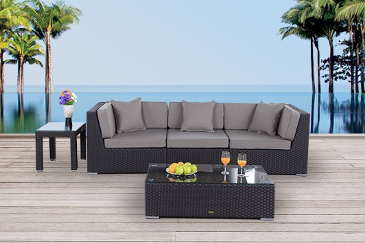 meubles de jardin en rotin lounge Barbados brun