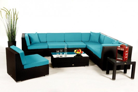 Lounge côté droit Panorama: revêtement pour coussins en turquoise