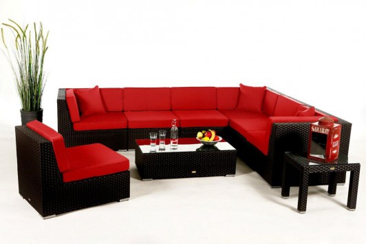 Lounge côté droit Panorama: revêtement pour coussins en rouge