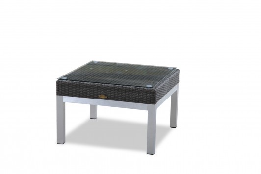 Lounge de jardin en rotin brun-gris, modèle Rodri - table